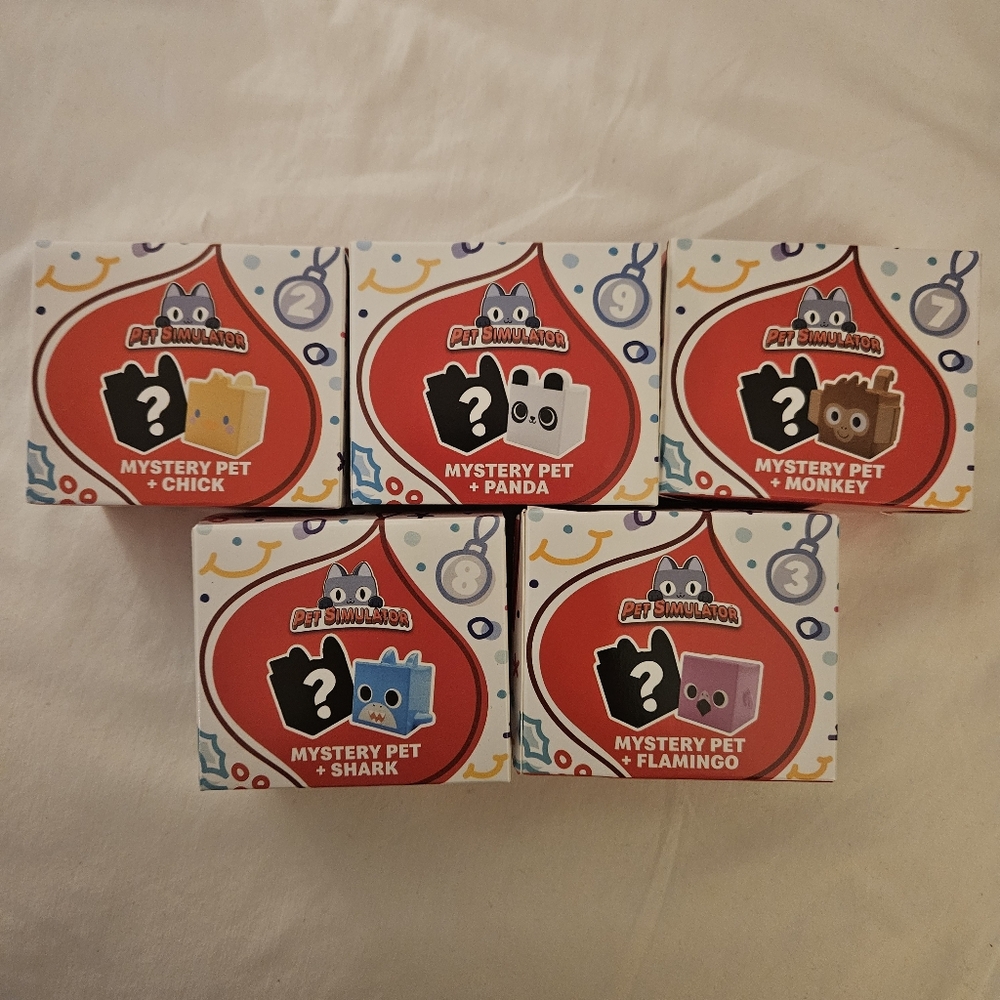 Lot Of 5 Mcdonald's Pet Simulator Happy meal Chick Panda Flamingo Shark Monkey